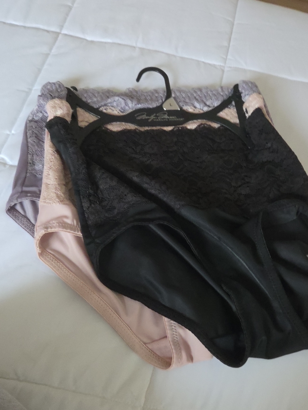 Marilyn Monroe Lace-Trim Bikini Panties - Black, Blush, Mauve